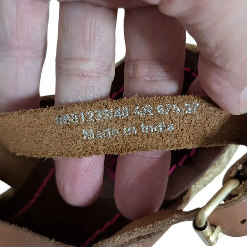 Boden Size 37 US 7 Brown Crossover Rope Platform Wedge Leather Espadrille Sandal